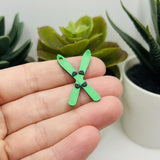 3D Green Crossed Ski Charms, 32x20 mm