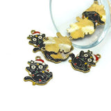 Christmas cat charm 20x21mm holiday jewelry charm