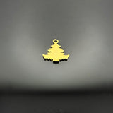 Gold stainless steel Christmas tree charms for jewelry making, 12x12mm tarnish-resistant holiday charms