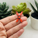 3D Red Crossed Ski Charms, 32x20 mm