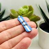 3D Blue Snowboard Charms, 35x9 mm