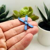 3D Blue Crossed Ski Charms, 32x20 mm