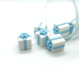3D Blue and White Present Charms, 13x13mm
