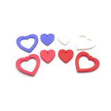 Set of colorful heart-shaped objects on a white background