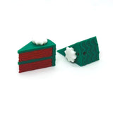 Two green and red christmas cake charms
