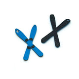 3D Blue Crossed Ski Charms, 32x20 mm