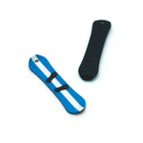 blue and white snowboard charm on a white background