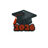 Red and Black 2026 Graduation Cap Charms, 28x25mm