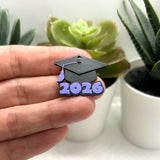 Purple and Black 2026 Graduation Cap Charms, 28x25mm