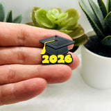 Gold and Black 2026 Graduation Cap Charms, 28x25mm