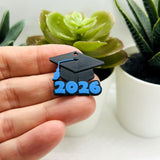 Blue and Black 2026 Graduation Cap Charms, 28x25mm