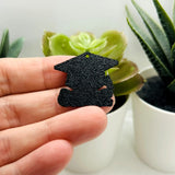Silver and Black 2026 Graduation Cap Charms, 28x25mm