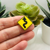 Curves Ahead Sign Charms, 25x25mm