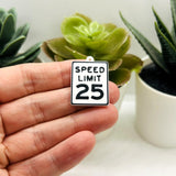 25 MPH Speed Limit Sign Charms, 20x28mm