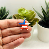 4th of July Star Flag Charm, 26x27mm