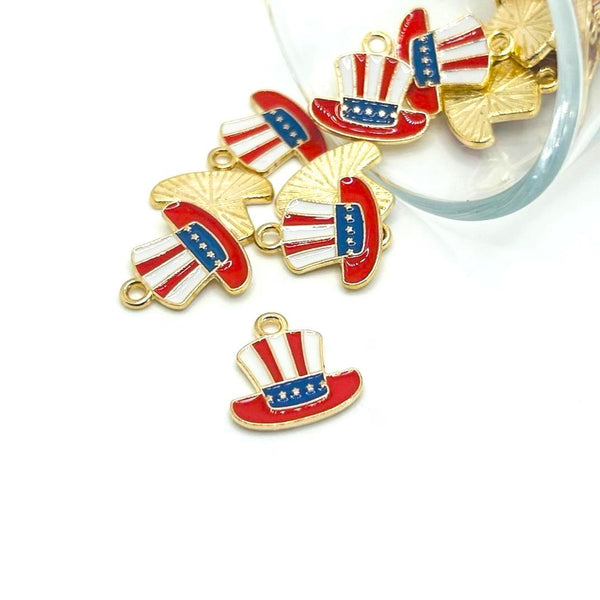 1, 4, 20 or 50 Pieces: American Flag Uncle Sam Hat Charms