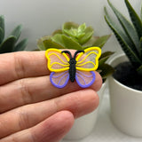 Purple and Yellow Butterfly Charm, 34x25mm