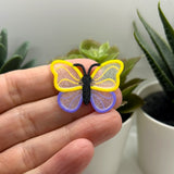 Purple and Yellow Butterfly Charm, 34x25mm