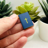 3D Blue Bible Book Charm with Gilded Pages, 27x18mm