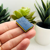 3D Blue Bible Book Charm with Gilded Pages, 27x18mm