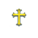 Grey and gold ornamental cross with on a white background