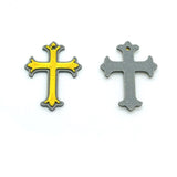 Grey and Gold Fancy Cross Charm, 23x15mm