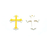 White and Gold Fancy Cross Charm, 23x15mm