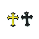 Black and Gold Fancy Cross Charm, 23x15mm