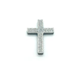 silver simple silver cross charm on a white background