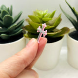 Pink and Silver Fancy Cross Charm, 23x15mm