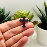 Black and Gold Fancy Cross Charm, 23x15mm