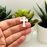 White and Gold Fancy Cross Charm, 23x15mm