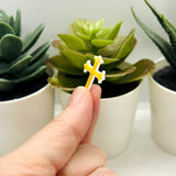 White and Gold Fancy Cross Charm, 23x15mm