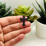 Black and Silver Fancy Cross Charm, 23x15mm