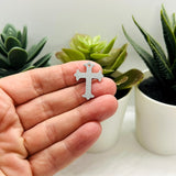 Grey and Gold Fancy Cross Charm, 23x15mm