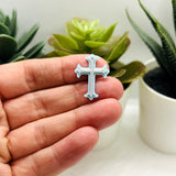 Blue and Silver Fancy Cross Charm, 23x15mm