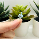 Blue and Silver Fancy Cross Charm, 23x15mm