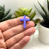 Purple Cross Charm, 19x25mm
