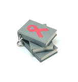 3D Pink Awareness Ribbon Book Charms, 27x18mm