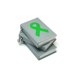 3D Green Awareness Ribbon Book Charms, 27x18mm