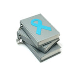 3D Blue Awareness Ribbon Book Charms, 27x18mm