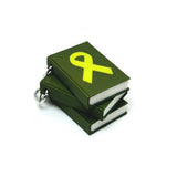 3D Yellow Awareness Ribbon Book Charms, 27x18mm