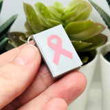 3D Pink Awareness Ribbon Book Charms, 27x18mm