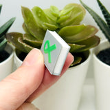 3D Green Awareness Ribbon Book Charms, 27x18mm