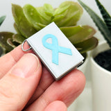 3D Blue Awareness Ribbon Book Charms, 27x18mm