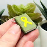 3D Yellow Awareness Ribbon Book Charms, 27x18mm