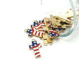 USA American Flag Cross Charms, 23x13mm