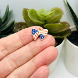 USA American Flag Ribbon Charms, 13x16mm