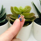 USA American Flag Ribbon Charms, 13x16mm