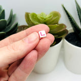 Square Multicolor Alphabet Beads, 7x7mm